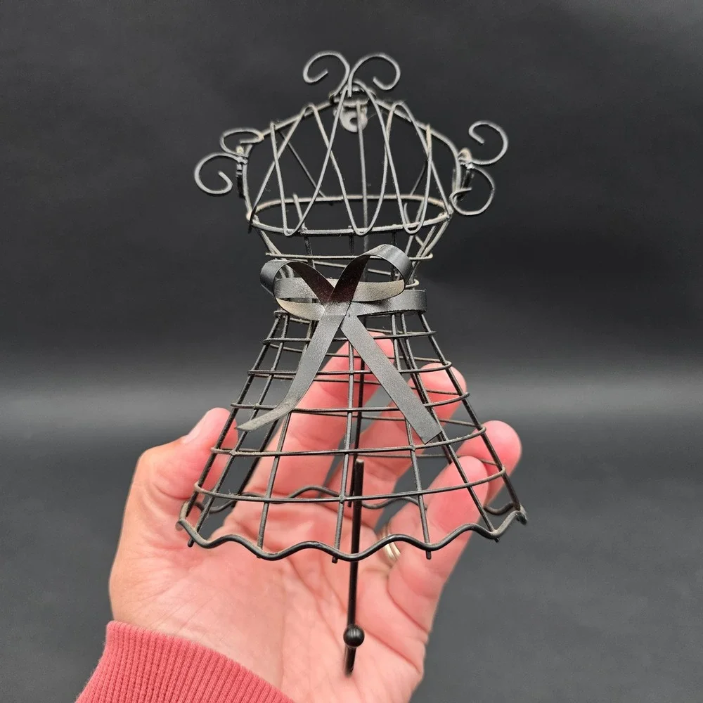 Set of 3 Black Metal Wire Dress Form Wall Hooks Parisian Boutique Decor